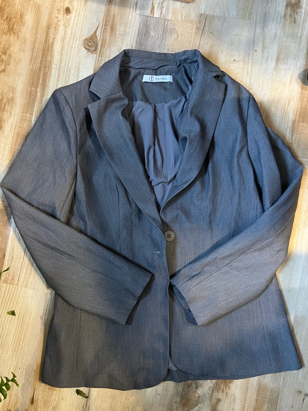 Gray Tailored Single-Button Women's Blazer